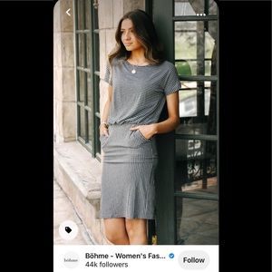 Audrey Striped Dress in Grey - X-Large / Grey